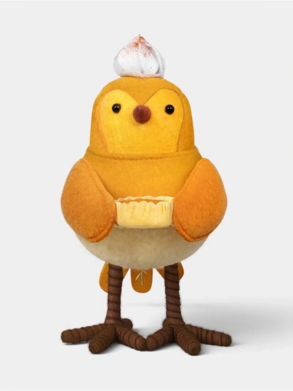 Featherly Friends Whip Orange Felt Bird with Pie and glitter whip